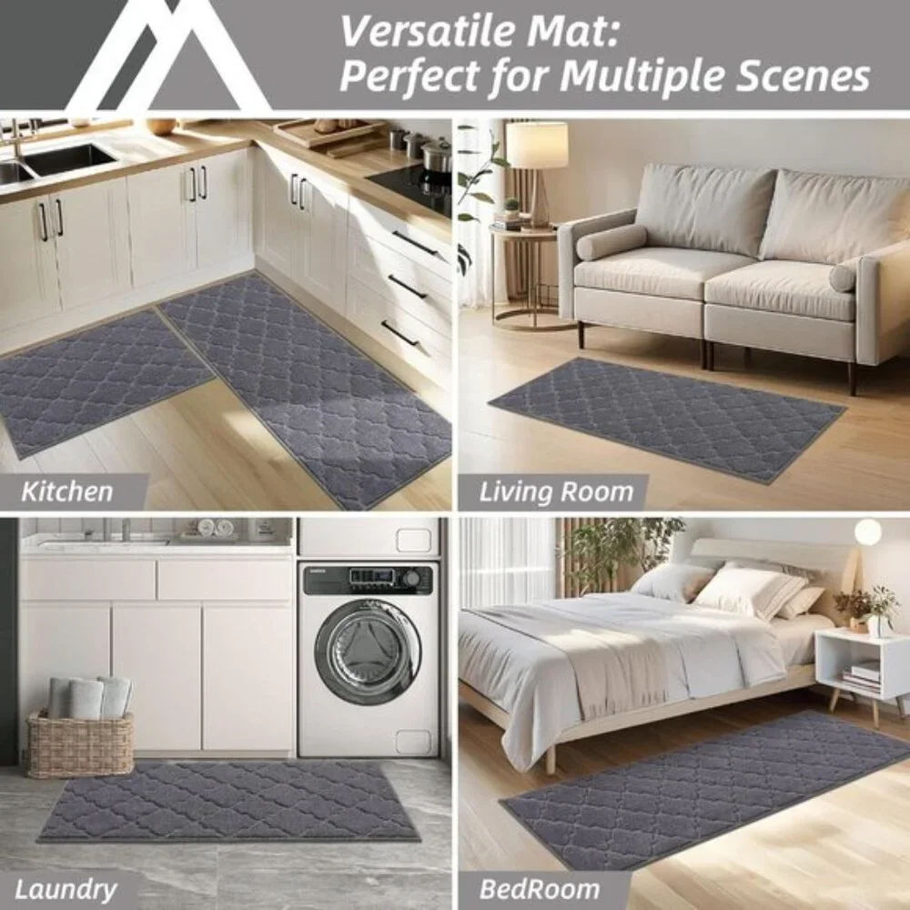 New Soft 20 x 59In Kitchen Floor Mat, Super Absorbent Non-Skid Washable Rug